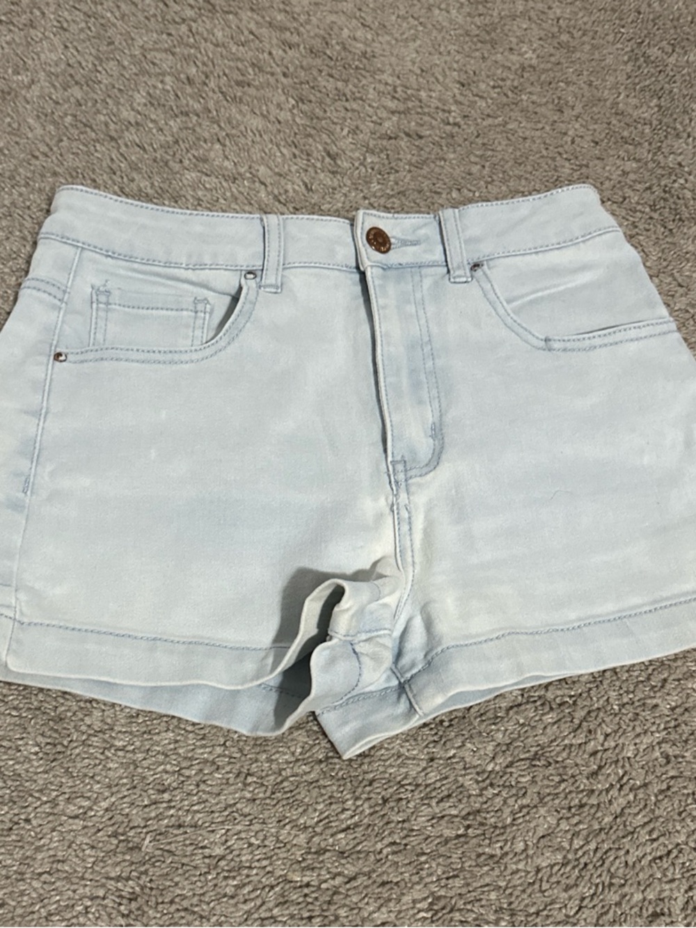 Forever 21 Pale Blue High-Rise Denim Shorts